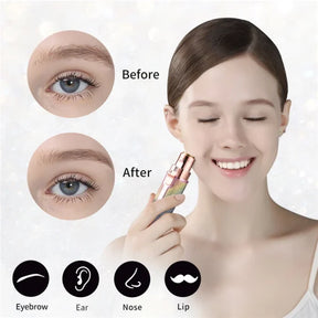 2 In 1 Electric Eyebrow Trimmer Makeup Painless Eye Brow Epilator Mini Shaver Razor Portable Facial Body Hair Remover For Women