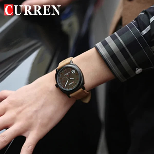 Curren Leather Sports Watches Army Military Analog Quartz Wrist Watch Classic Fashion