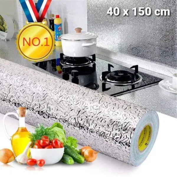 Kitchen Oil Proof Waterproof Sticker Aluminum Foil Sheet Kitchen Stove Cabinet Stickers Self Adhesive Wallpapers(60*2 Mm)