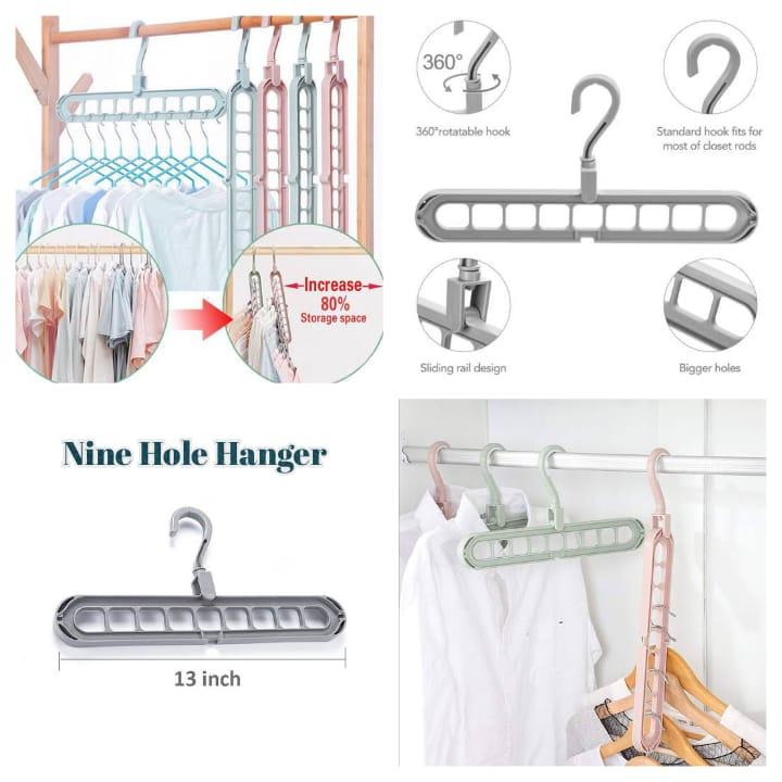 Fgy 4pcs Cascading Magic Hanger Space Saving Hangers 9 Hole Closet Hanger Hooks Organizer - 4 Colors, Size: Large