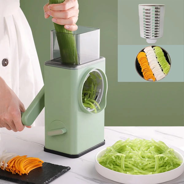 Multifunctional Storm Vegetable Cutter Manual Rotary Cheese Grater Shredder – Wider Hopper Round Mandolin Drum Slicer Cutter For Kitchen