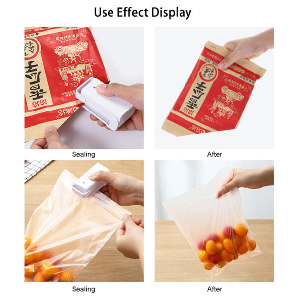 Portable Mini Sealer Home Heat Bag Plastic Food Snacks Bag Sealing Machine Food Packaging Kitchen Storage Bag Clips (Random Color)