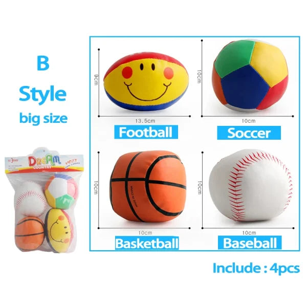 Training Exercise Tactile Baby Soft Stuffed Ball Toys Mini Basketball Football Baseball Soccer Suit Set Kids Hand Ball